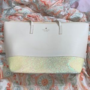 Pink and yellow glitter purse